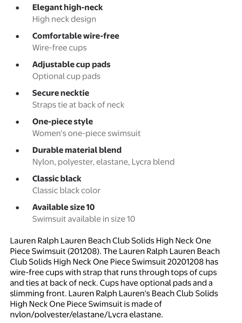 Lauren Ralph Lauren Dark Olive High-Neck Halter one piece with Gold Detail w16 - Picture 8 of 14
